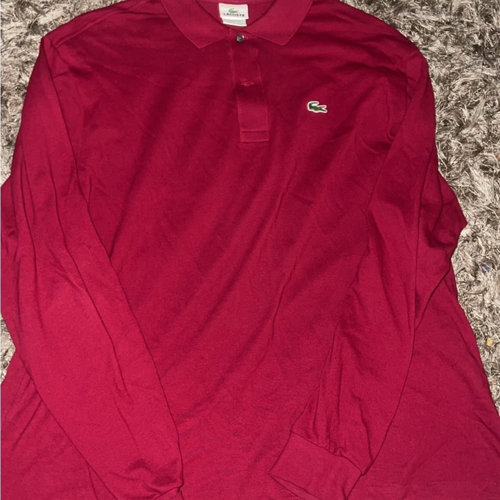 Lacoste Men's Burgundy Long Sleeve Polo